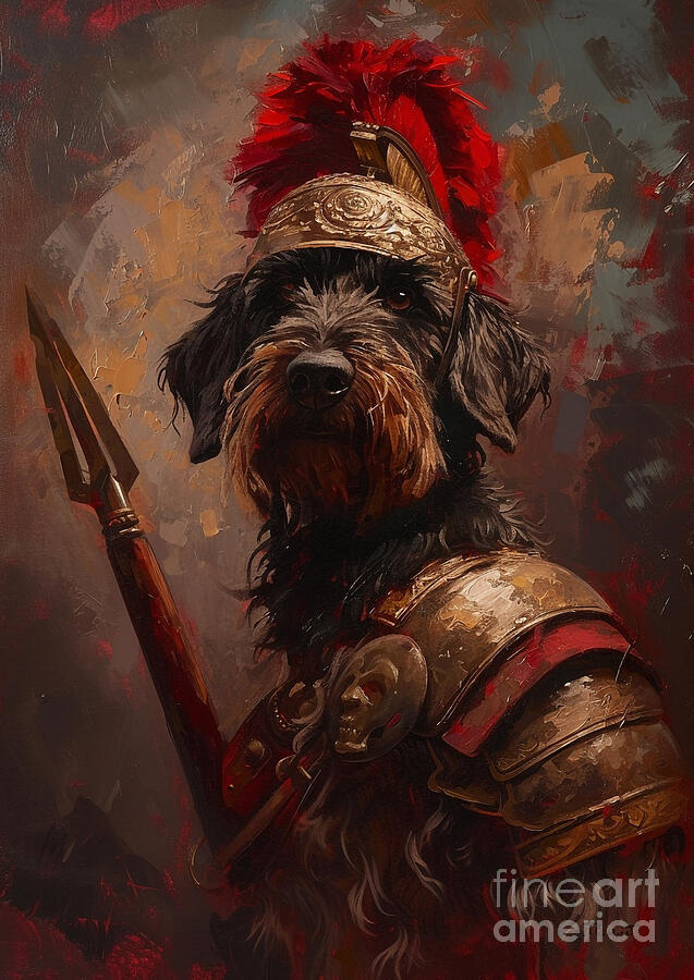 Dog Painting - Otterhound - equipped as a Roman aquatic hunter, robust and water-loving by Adrien Efren
