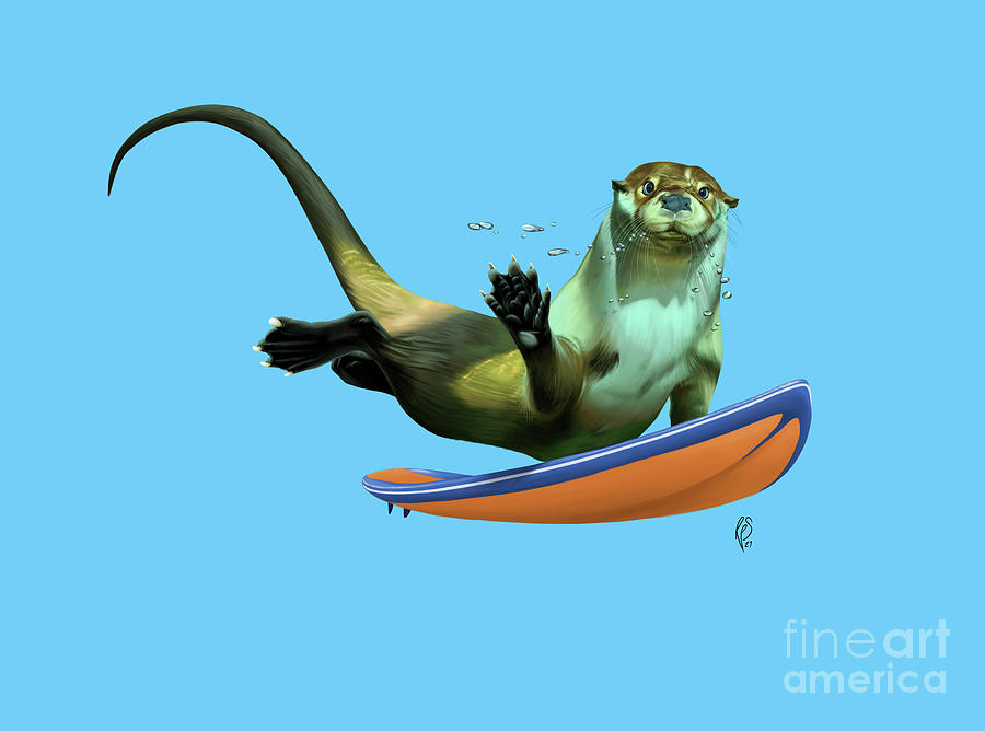 Otterly - Colour Digital Art by Rob Snow