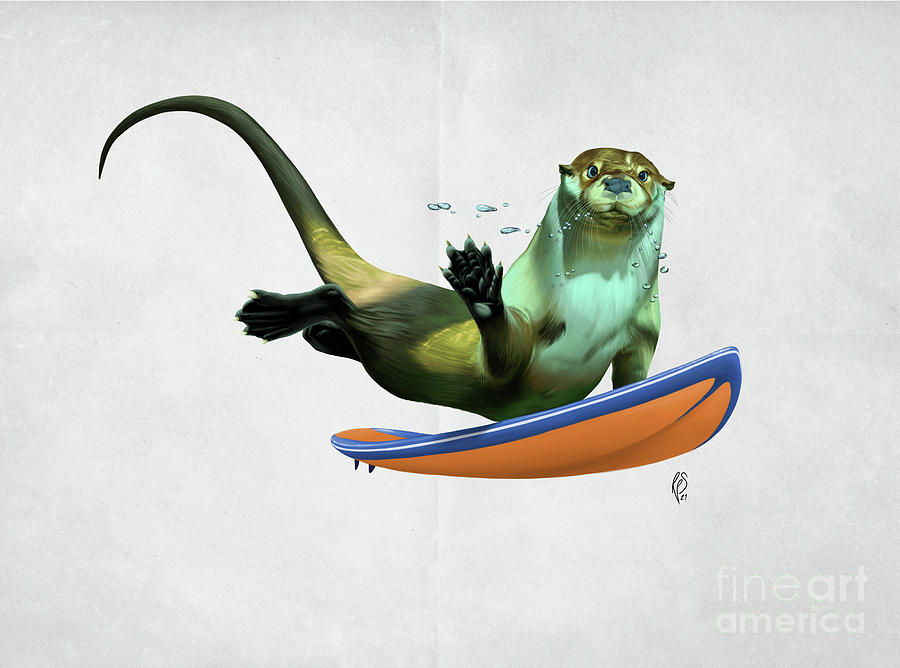 Nature Digital Art - Otterly - Wordless by Rob Snow