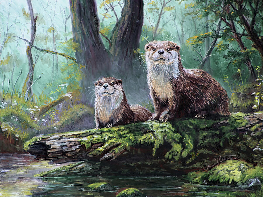 Otters Mixed Media by Daniel Eskridge - Fine Art America