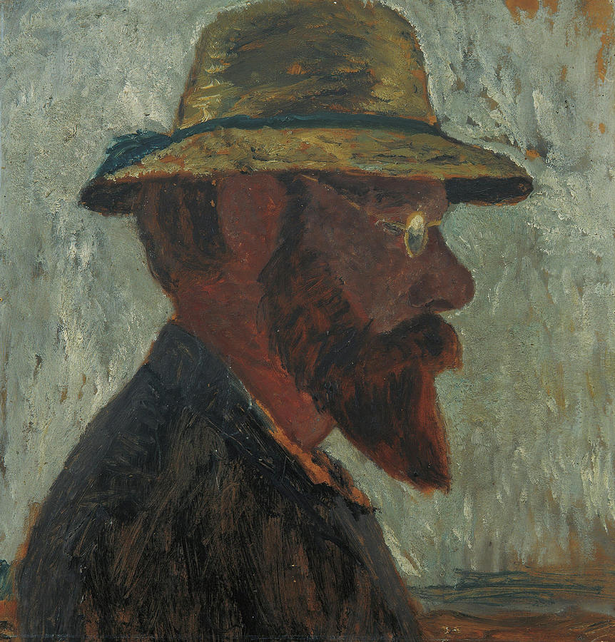Otto Modersohn with straw hat in profile to the right Painting by Paula ...