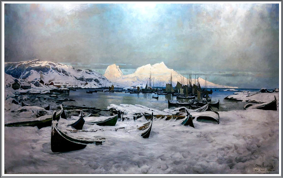 Wall Art Print entitled By The Lofoten By Otto Sinding by  Celestial Images