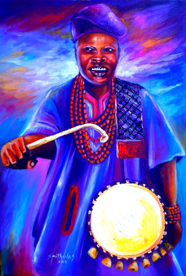 Nature Painting - Otun Onilu Alaafin Oyo Drummer by Olaoluwa Smith