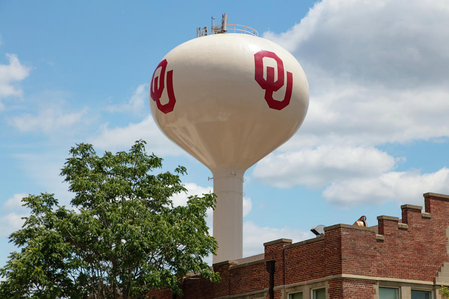 OU water tower on the campus of the University of Oklahoma Photograph by Eldon McGraw