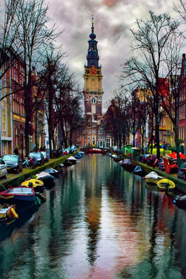 Oude Kerk Canal In Jewel Tones Photograph