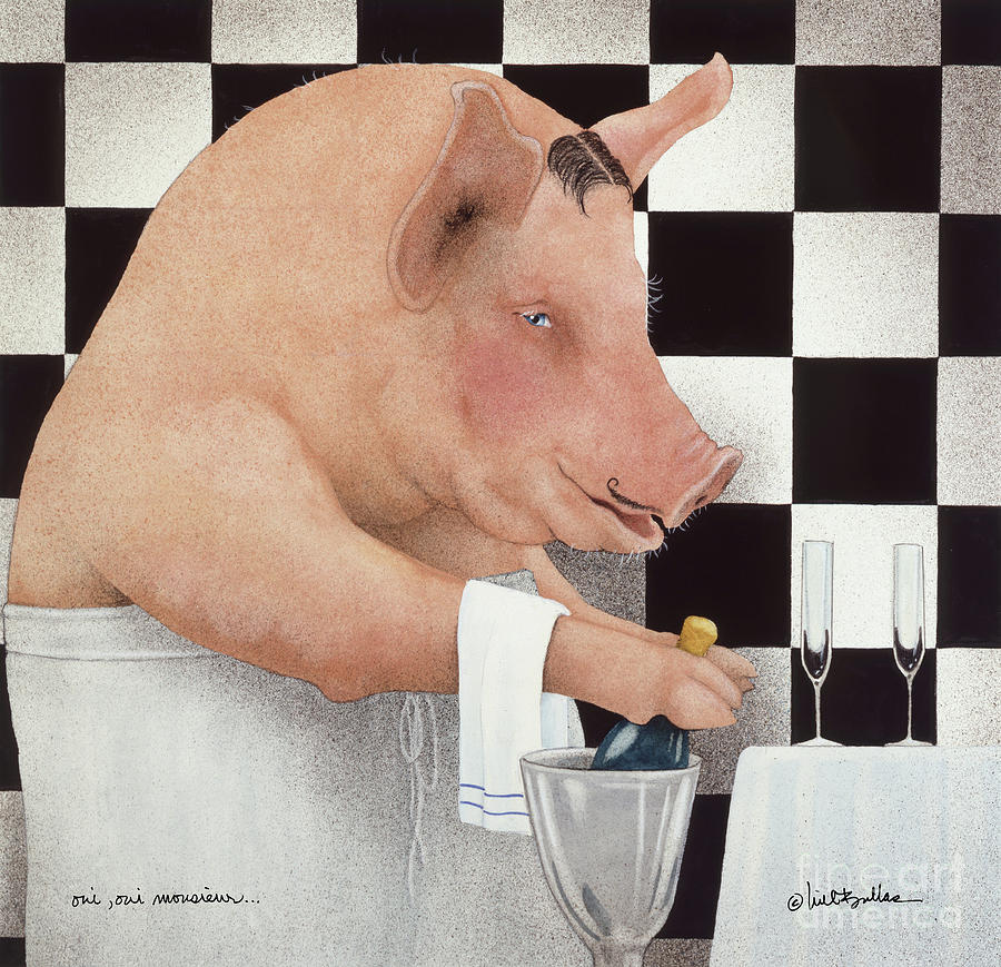 Pig Painting - Oui, Oui, Monsieur... by Will Bullas