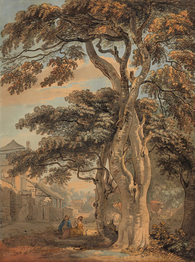 Couple in a Farmyard #3 Drawing by Paul Sandby