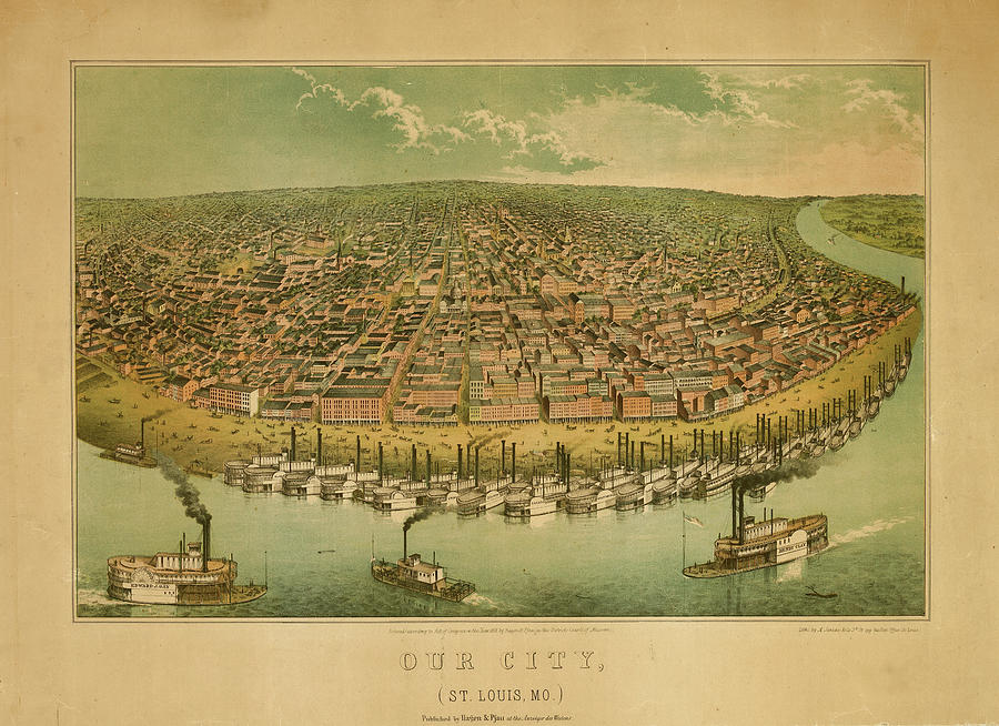 Map Drawing - Our City, St. Louis Missouri 1859 by Vintage Places