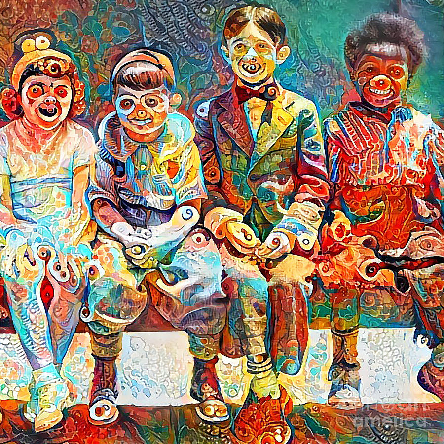 Our Gang The Little Rascals In Vibrant Surreal Abstract 20200423 square Photograph by Wingsdomain Art and Photography