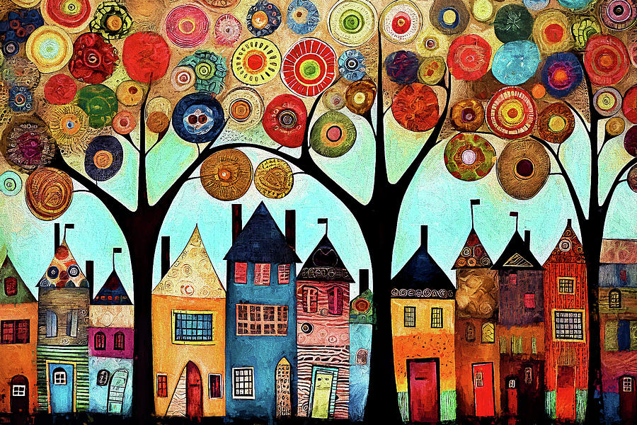 Our Happy Neighborhood Digital Art by Peggy Collins