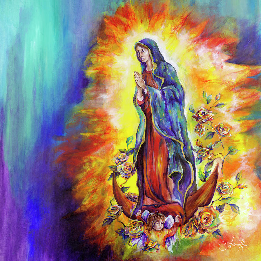 Rose Painting - Our Lady of Guadalupe by Amberose Marie