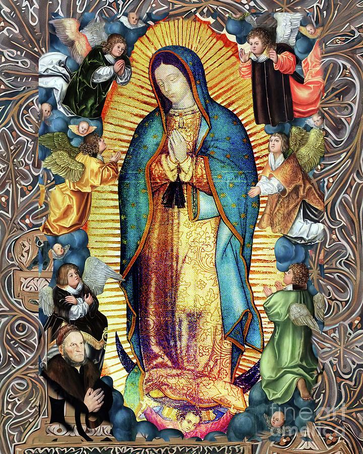 Our Lady of Guadalupe and Angels Mixed Media by Mixed Media