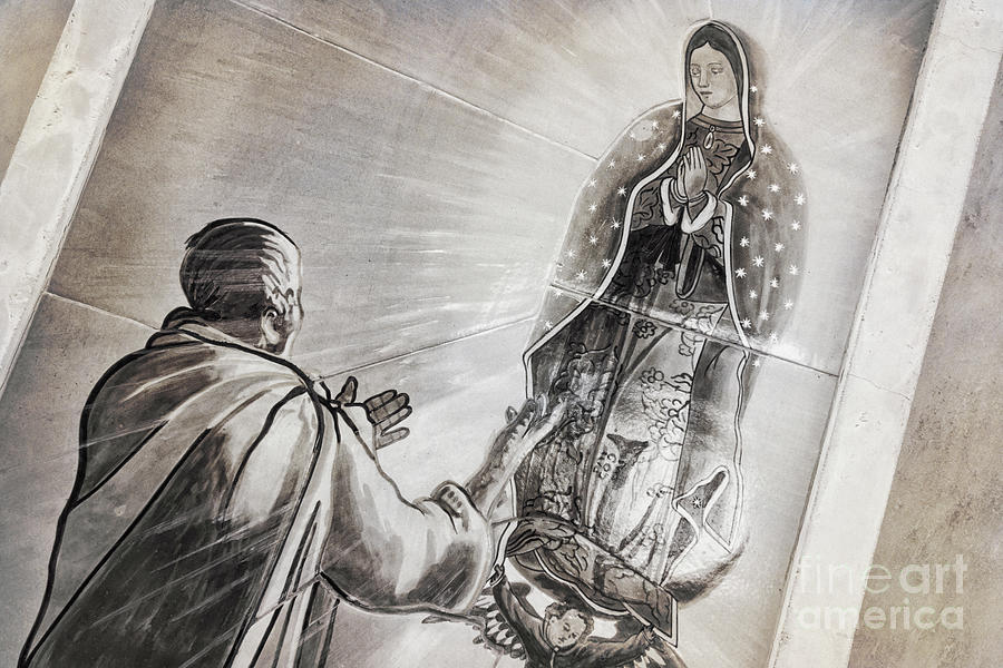 Our Lady of Guadalupe Appears to Saint Juan Diego Mural Photograph by Davy Cheng
