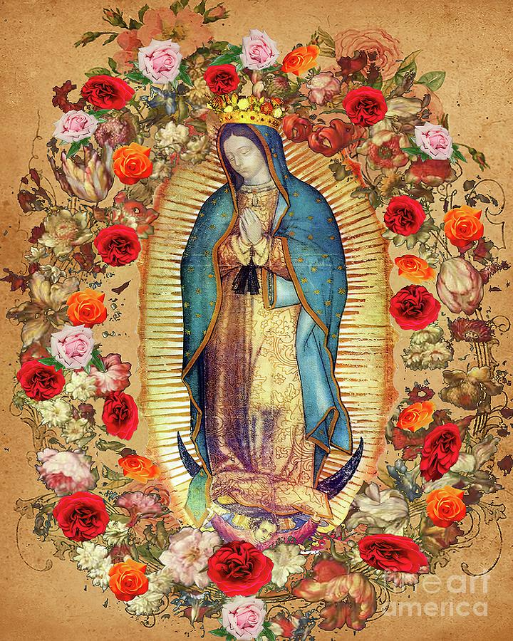 Guadalupe Mixed Media - Our Lady of Guadalupe Roses  by Juan Diego