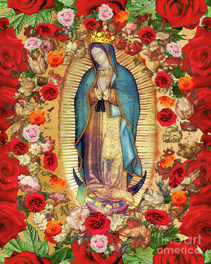 Our Lady of Guadalupe Roses Mixed Media by Mixed Media Art