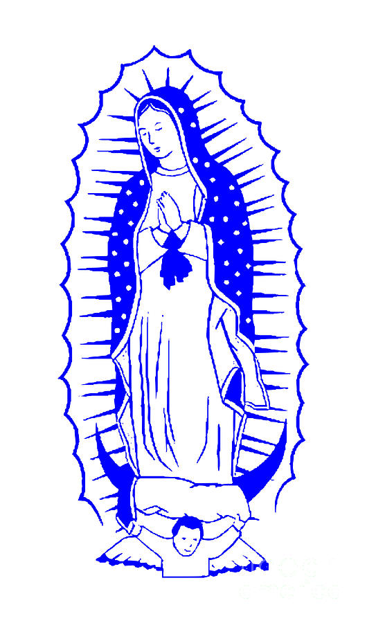 Our Lady of Guadalupe Symbol in Blue Digital Art by Rose Santuci-Sofranko