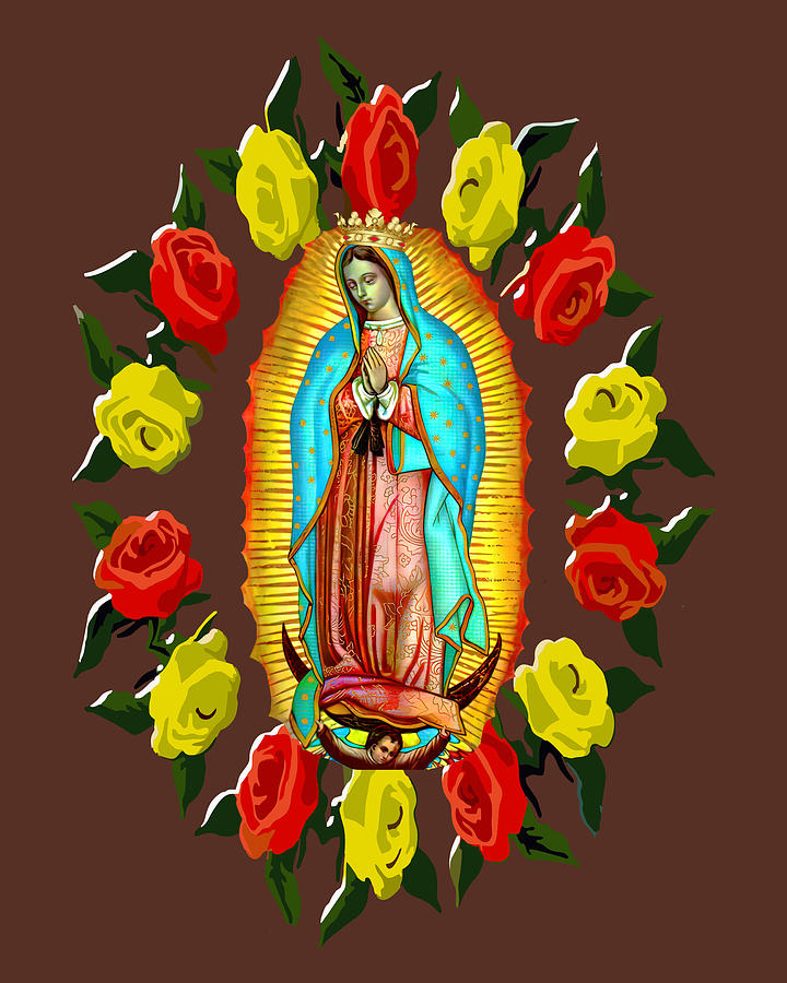 Our Lady of Guadalupe Virgin Mary Christmas Wreath Mixed Media by Mixed Media Art