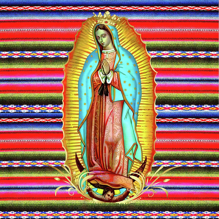 Our Lady of Guadalupe Zarape Virgin Mary Catholic Saint  Mixed Media by Mixed Media Art