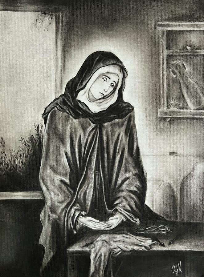 Our Lady of Sorrows Drawing by Anna Kayatin - Fine Art America