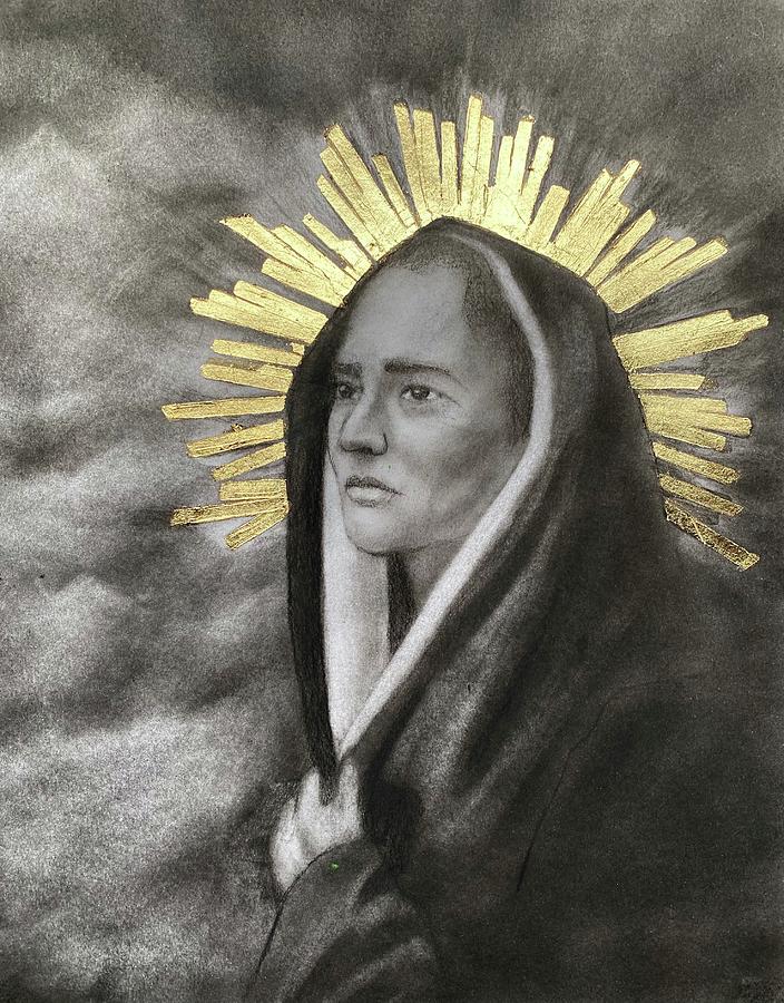 Our Lady of Sorrows Drawing by Nadija Armusik
