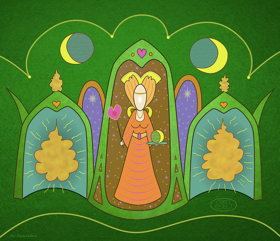 Green Digital Art - Our Lady of the Green by Susan Bird Artwork