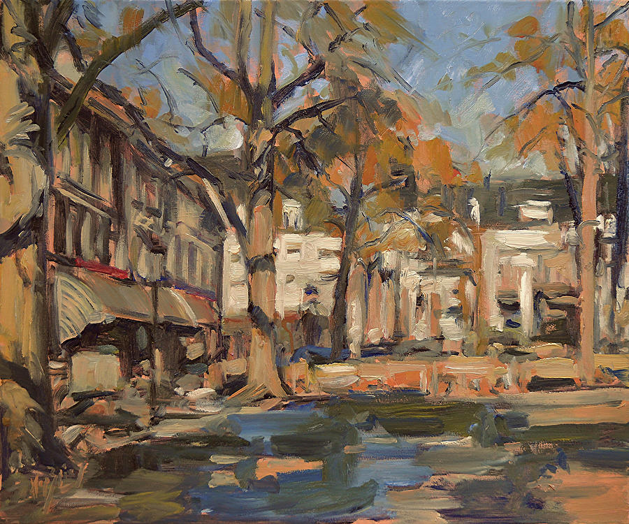 Our Lady Square in winter sun Painting by Nop Briex