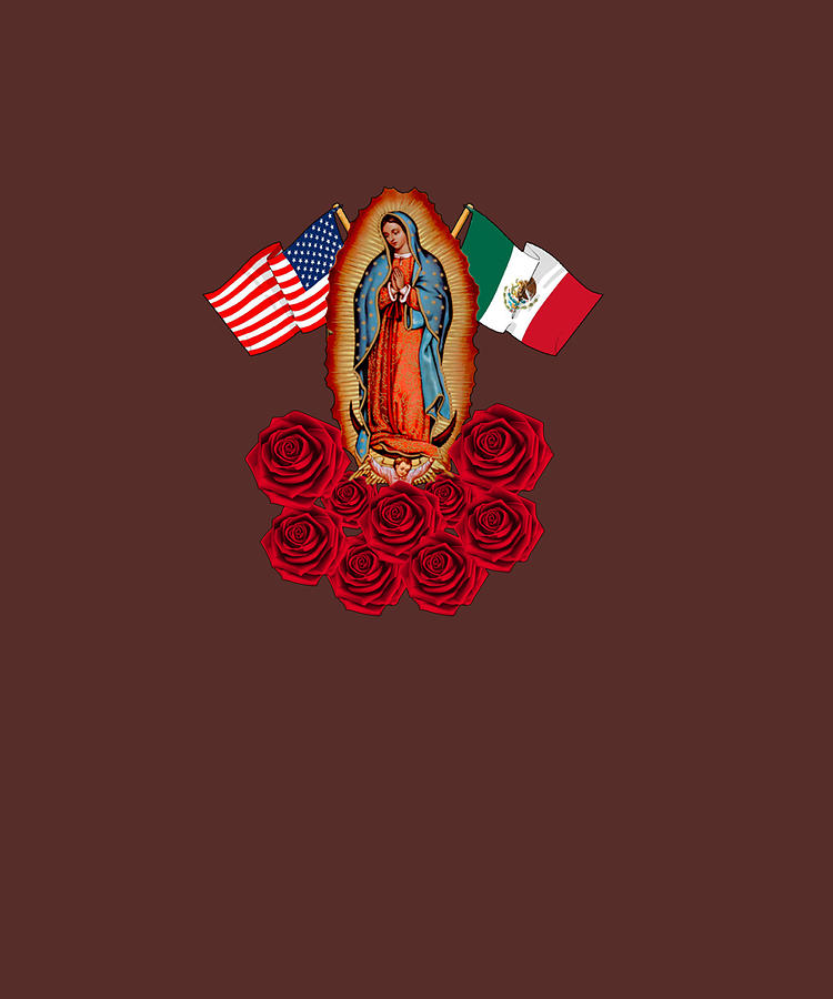 Our Lady Virgen De Guadalupe Mexican American Flag Pullover Hoodie ...