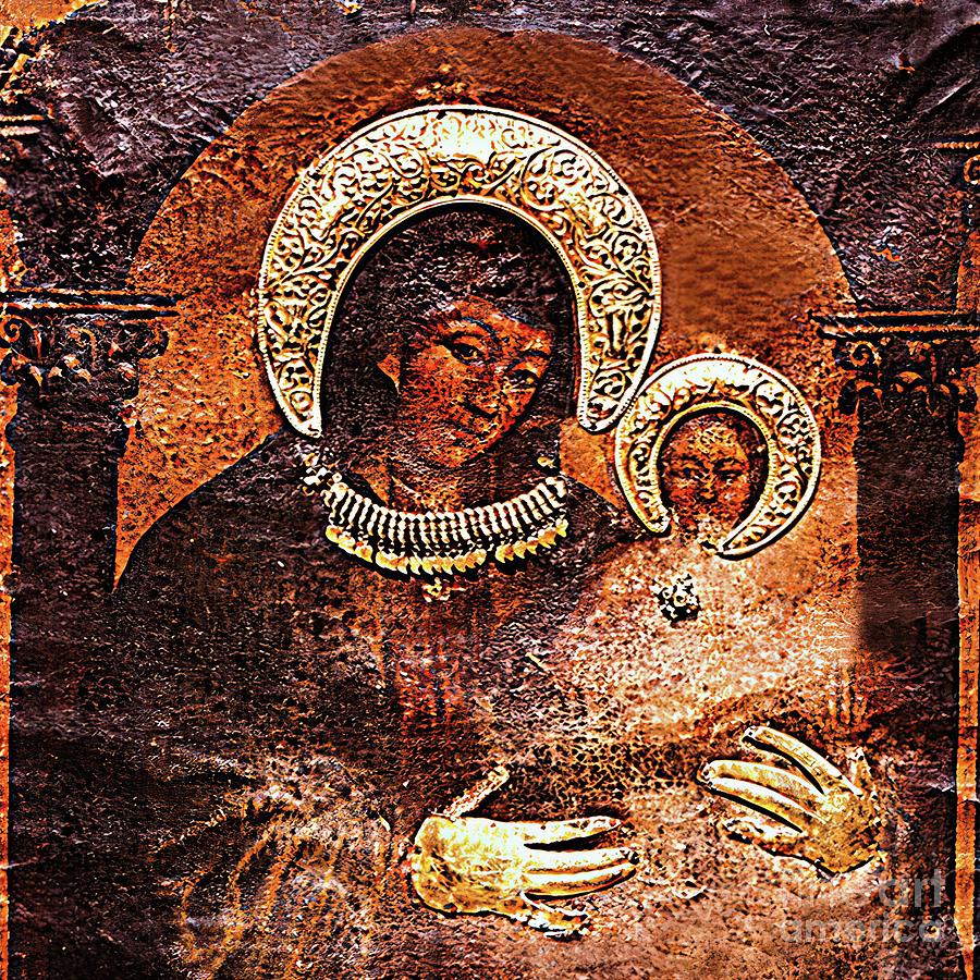 Our Lady Virgin Mary and Jesus Painted by St Luke Mixed Media by Luke the Evangelist