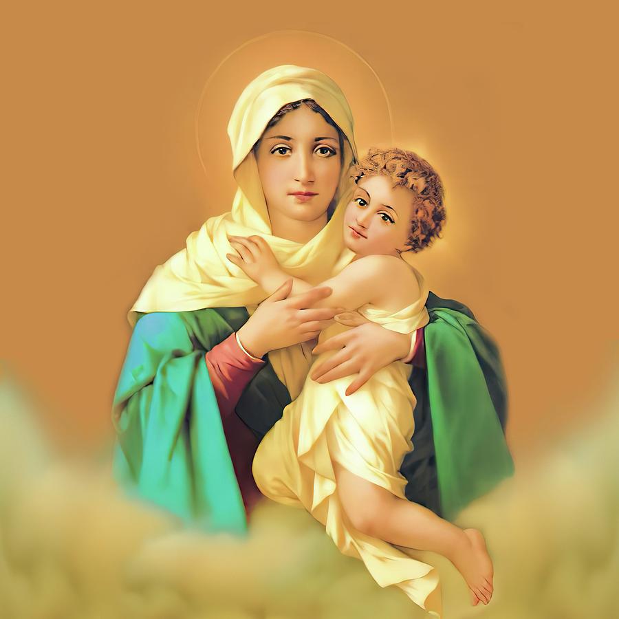 Our Lady Virgin Mary Refuge of Sinners Catholic Saint Mixed Media by Luigi Crosio