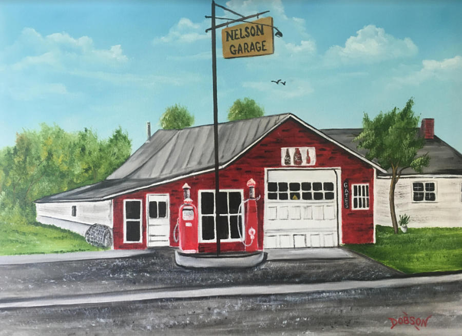 Our Memory of Nelson Garage Painting by Lloyd Dobson