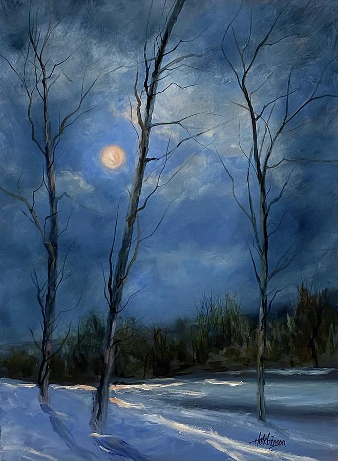 Winter Painting - Our Winter Moon by Diane Hutchinson