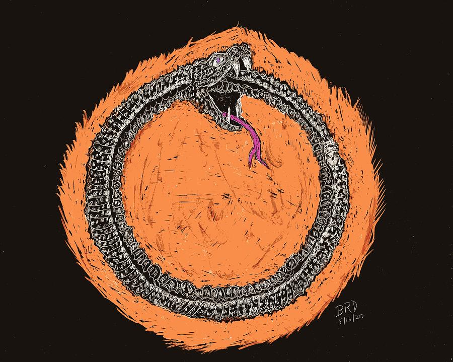 Ouroboros Drawing by Branwen Drew