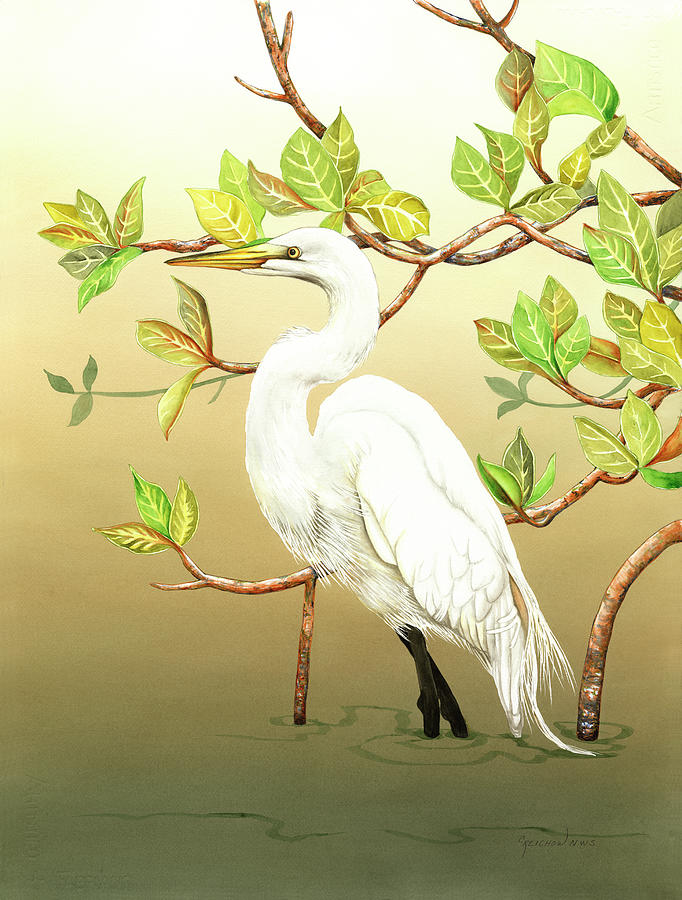 Great Egret Painting - Out and About II by Christine Reichow