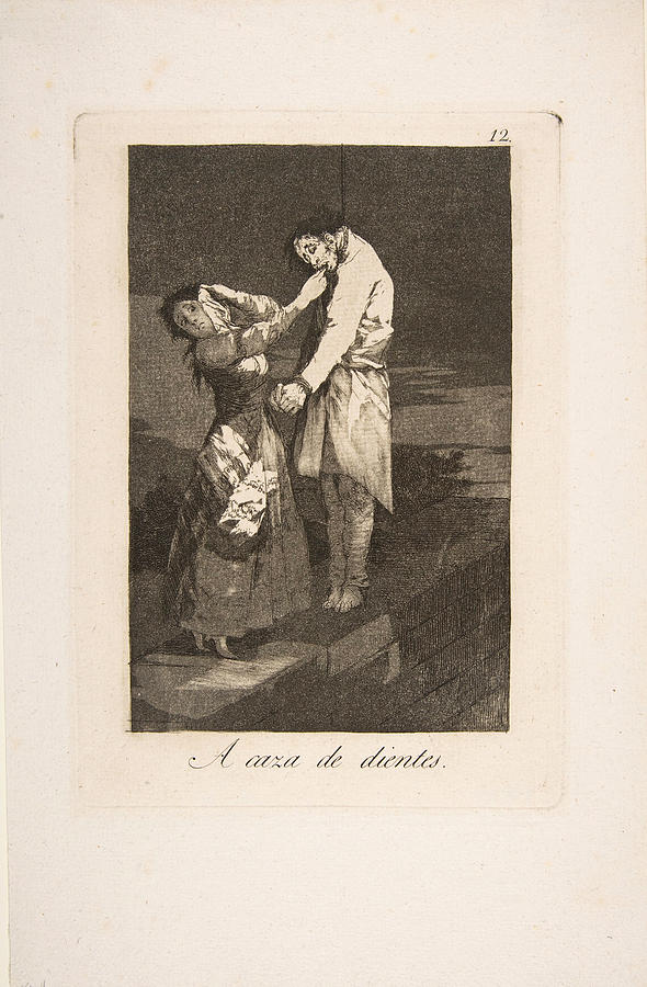 Out hunting for teeth Drawing by Francisco Goya