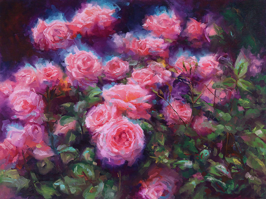 Out of Dust - pink roses Painting by Talya Johnson