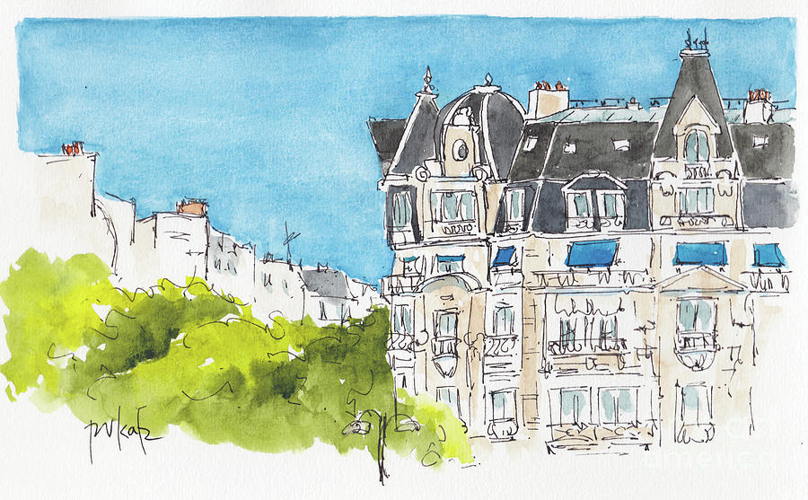 Out The Window Of Train Bleu Paris Painting by Pat Katz