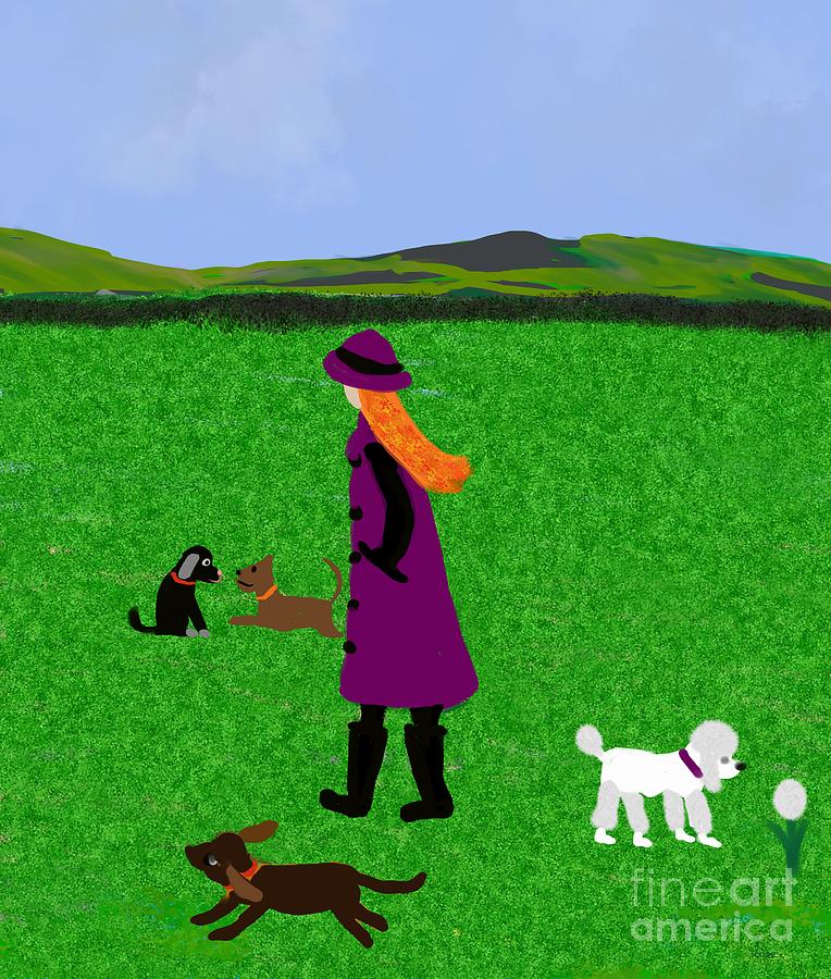 Out with the dogs Digital Art by Elaine Hayward
