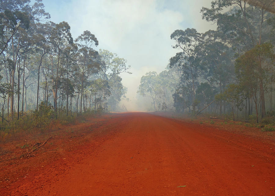 Outback Road into Bush Fire Photograph by Maryse Jansen