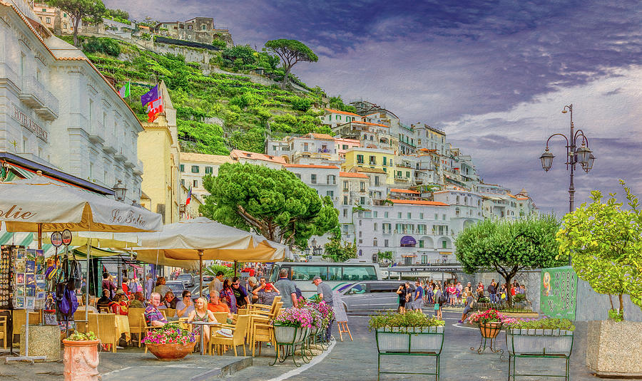 Outdoor Cafe in Amalfi, Italy Photograph by Marcy Wielfaert