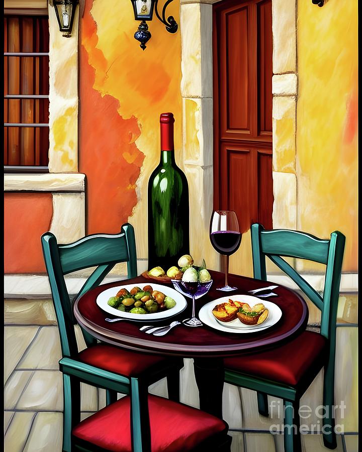 Outdoor Cafe in Italian Village Digital Art by Mary Machare