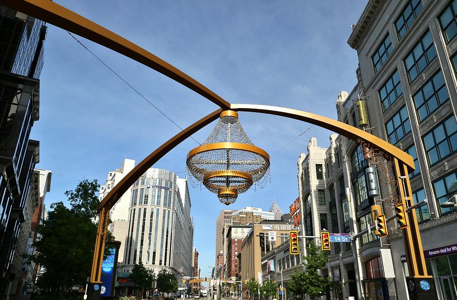 Outdoor chandelier at the Playhouse Square performing arts district Photograph by Douglas Sacha