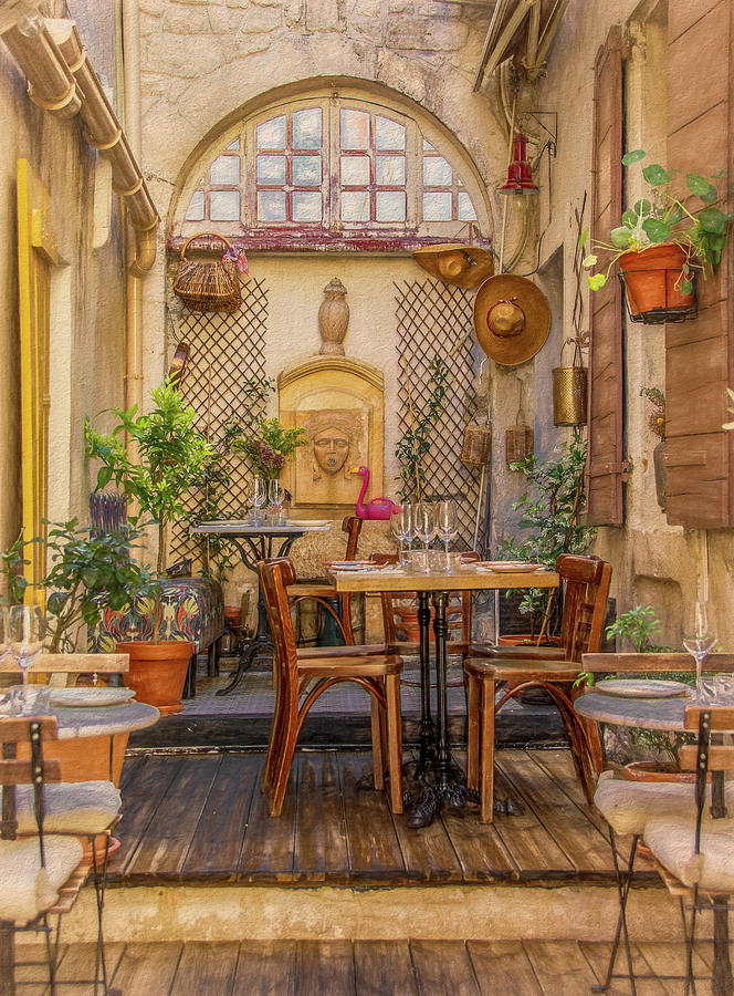 Outdoor Street Cafe in Arles, France Photograph by Marcy Wielfaert