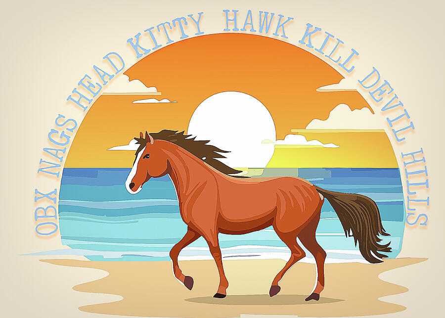 Outer Banks Horse Sunset Digital Art by Dan Sproul Outer Banks Horse Sunset Digital Art by Dan Sproul