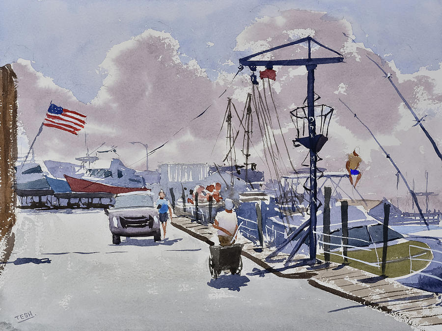 Outer Banks Marina Painting by Tesh Parekh