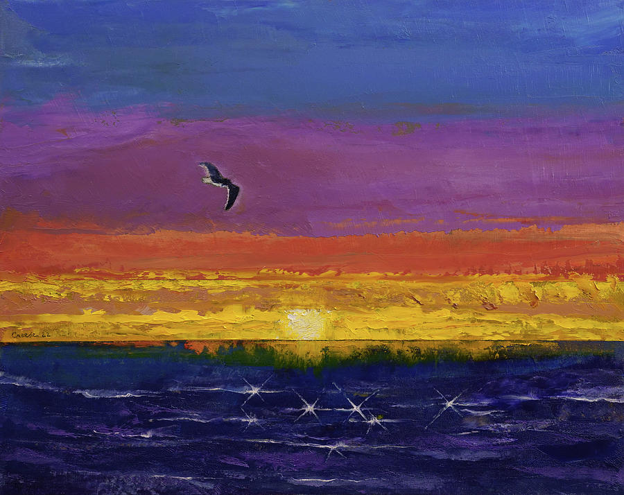 Seagull Painting - Outer Banks Sunset by Michael Creese