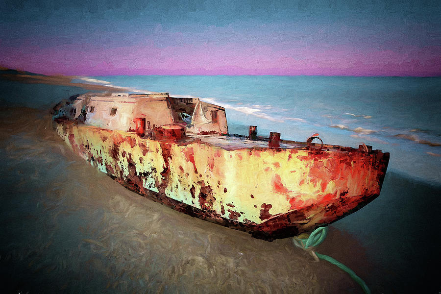 Outer Banks Shipwreck Painted ap Painting by Dan Carmichael