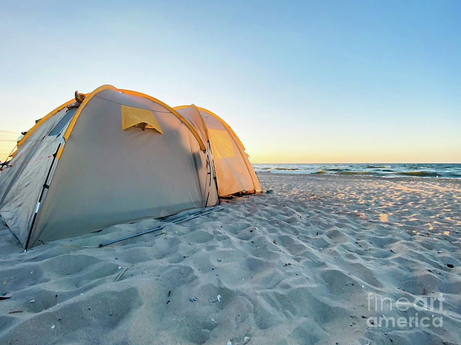 Outerbanks Camping On The Beach Mixed Media by Sandi OReilly