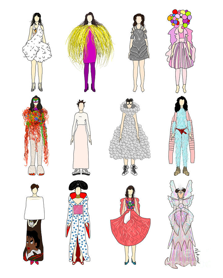 Outfits of Bjork Drawing by Notsniw Art Fine Art America