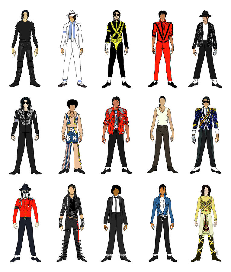 Michael Jackson Digital Art - Outfits of Micko Jacko by Notsniw Art