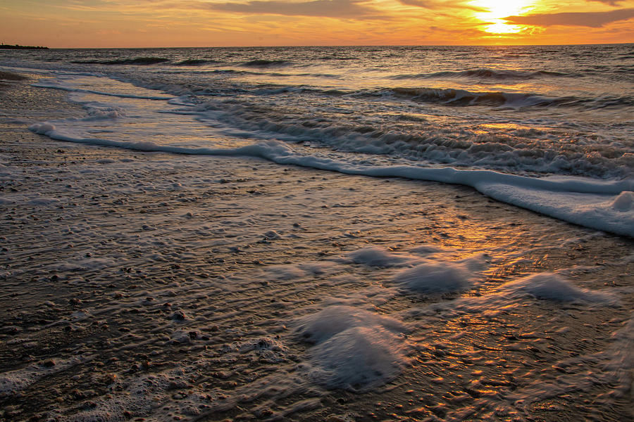 Outgoing Tide At Sunset Beach Cape May Photograph by Kristia Adams